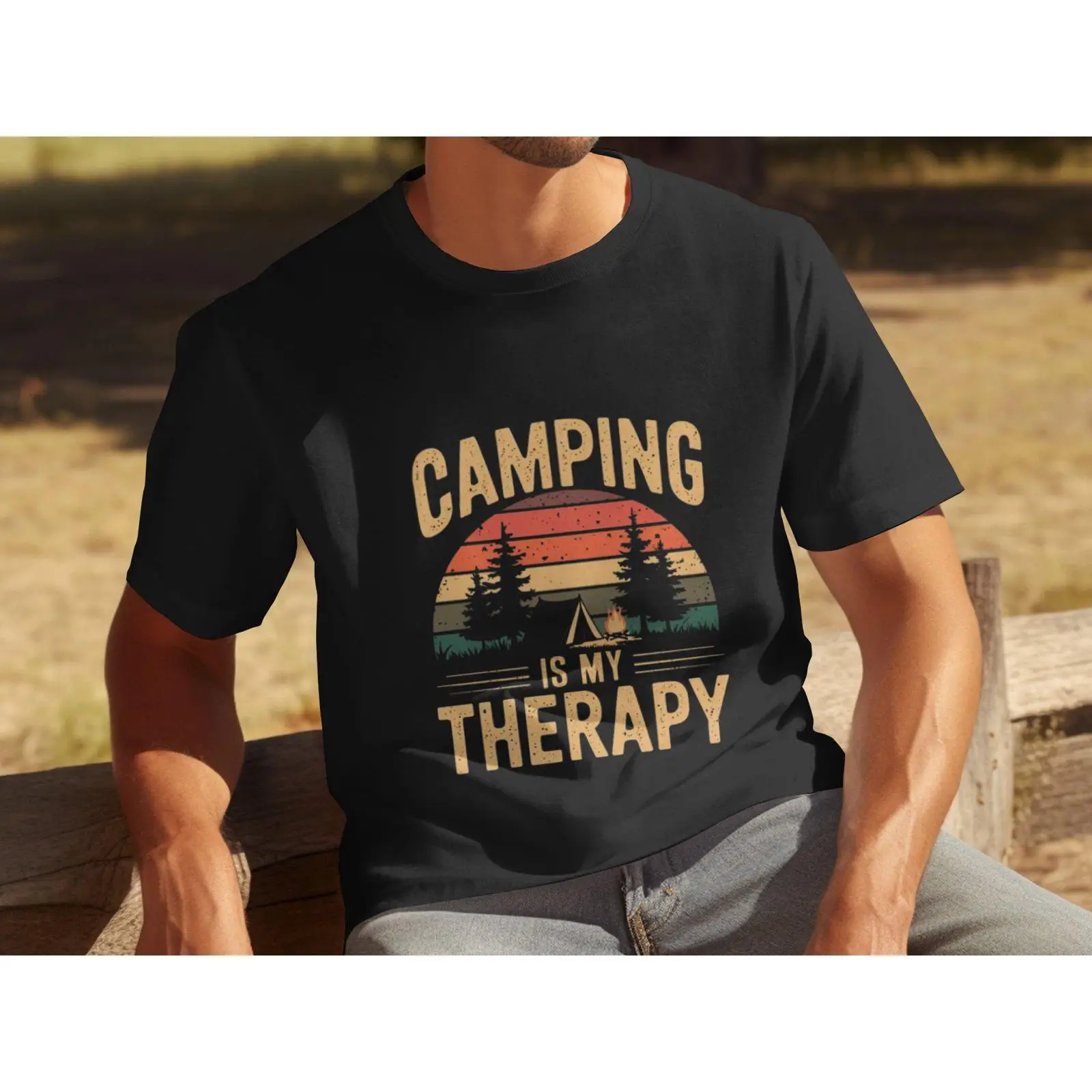 Outdoor Adventure Therapy - T-shirt Rétro Homme « Le Camping